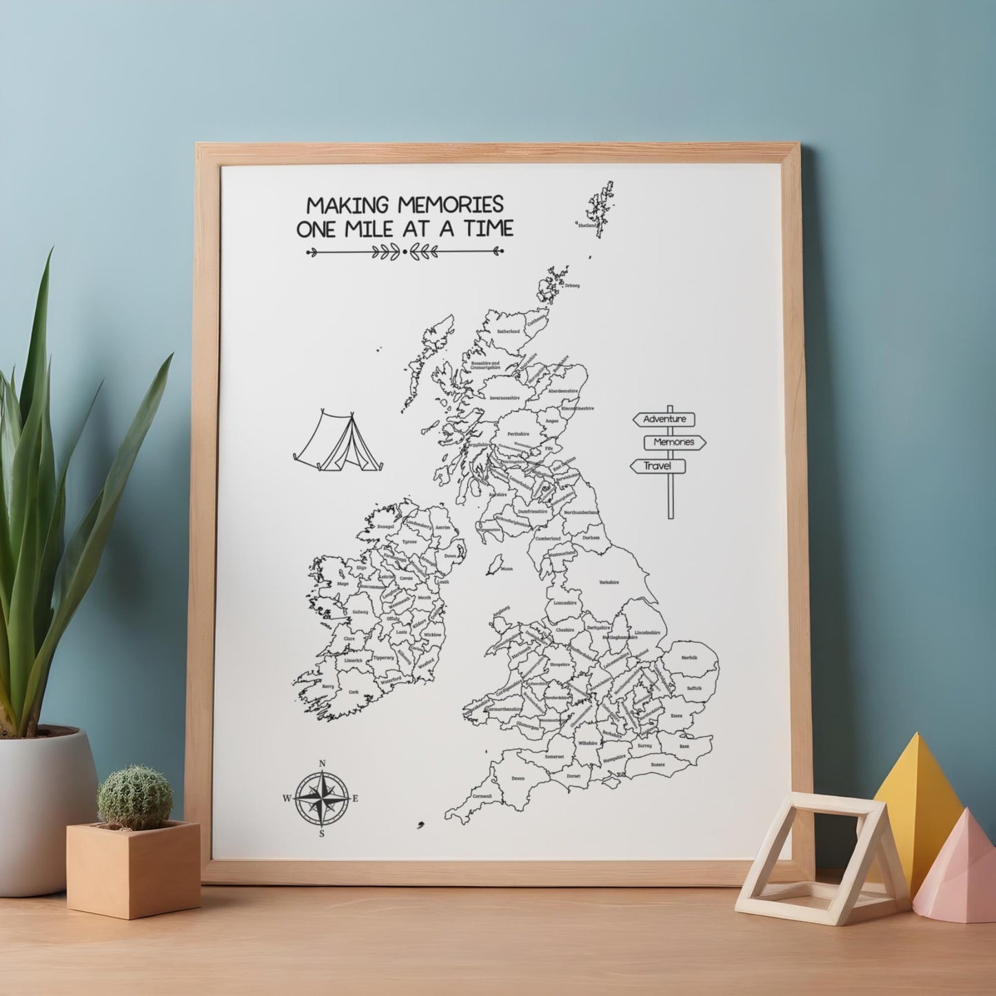 Caravan & Camping Colouring Map – Uk and Rep of Ireland Travel Tracker