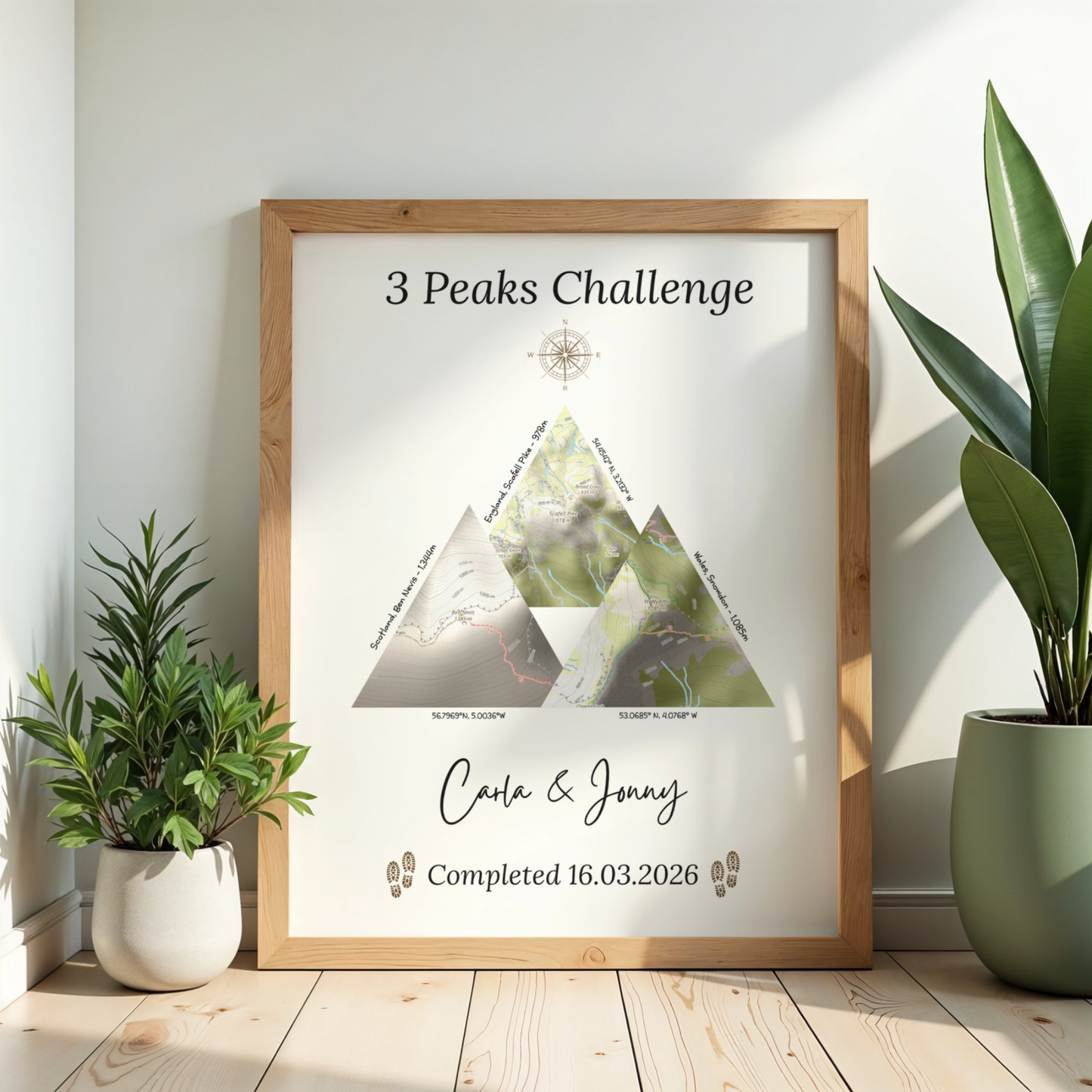 Personalised National 3 Peaks Challenge Art Print