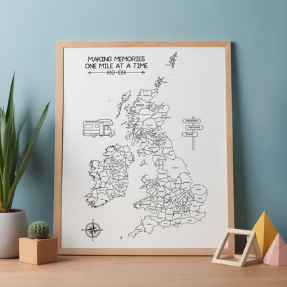 Caravan & Camping Colouring Map – Uk and Rep of Ireland Travel Tracker