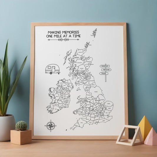 Caravan & Camping Colouring Map – Uk and Rep of Ireland Travel Tracker